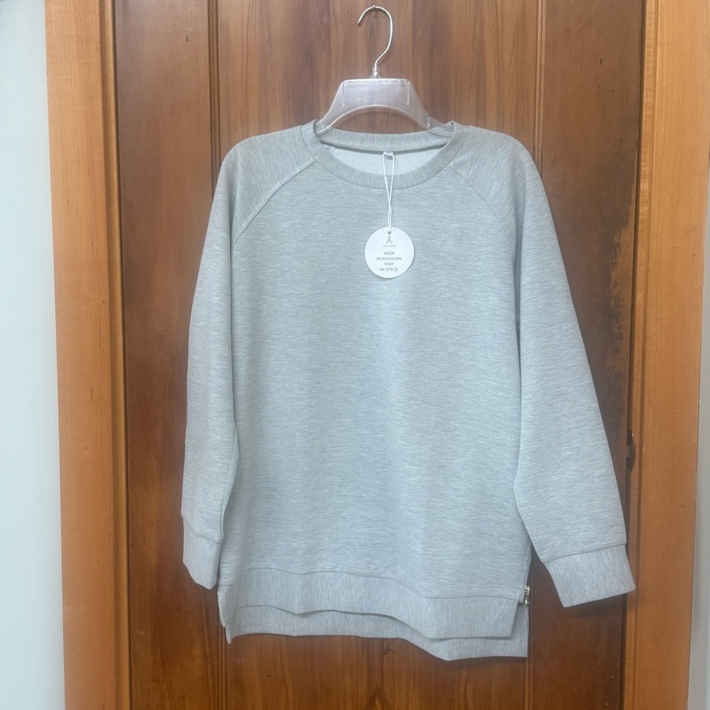 Nwt Anrabess Heather Gray Crewneck Sweatshirt with Zip up sides (S)